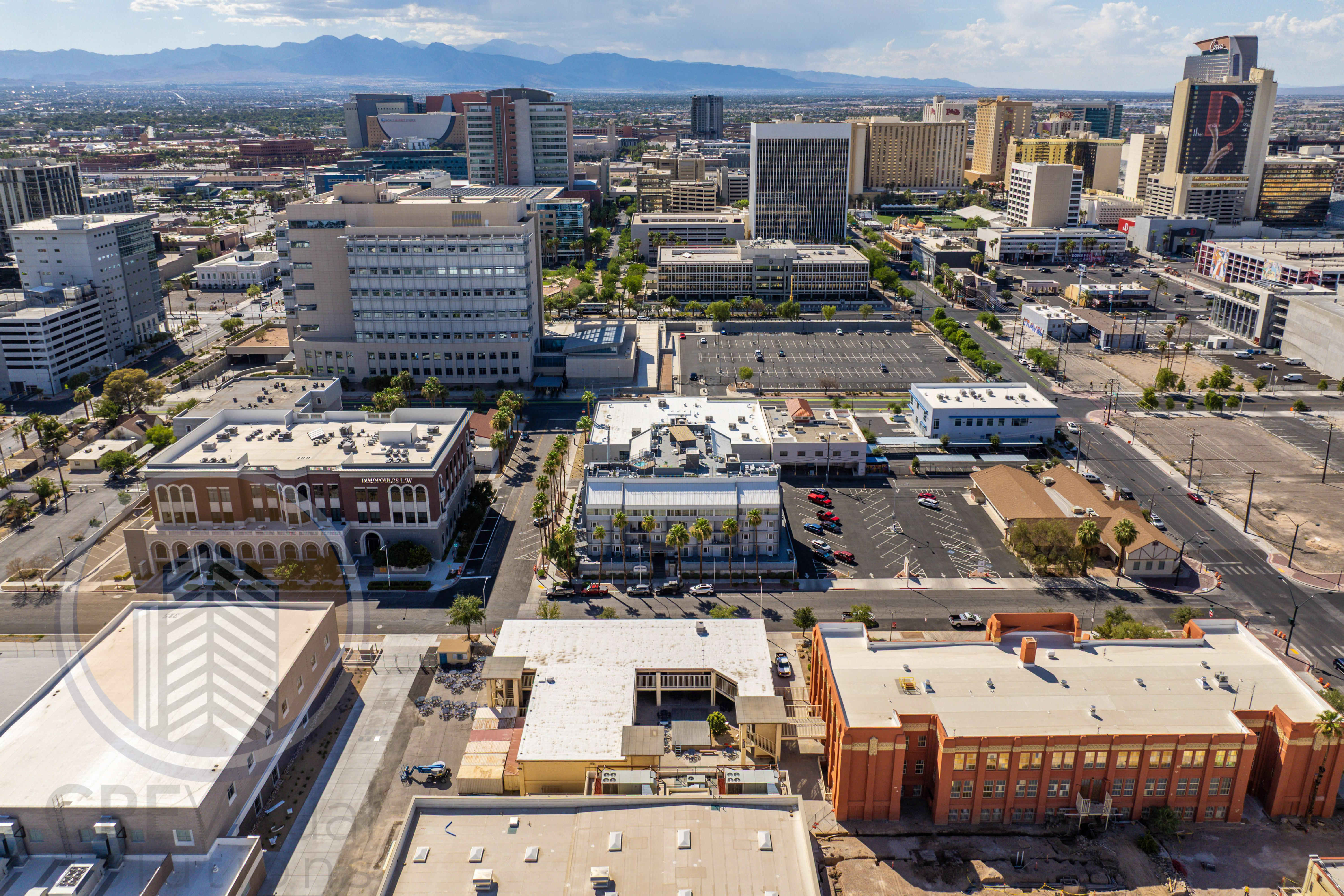 Context perspective downtown Las Vegas — aerial commercial real estate photography